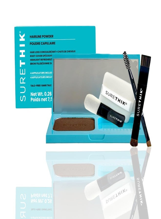 SURETHIK 4-in-1 Premium Hairline Powder Kit - Conceal Thinning Hair, Root Touch-Up, Highlight Refresher & Eyebrow Enhancer for Men and Women (Medium Brown) - Image 1