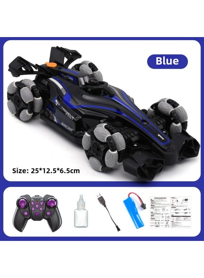 Children's Six-wheel Swing Arm High-speed Drift Off-road Vehicle Six-drive Special Deformation Spray Climbing Bucket Remote Control Car Toy-Color:[X24 Blue] Spray Racing Stunt Light Sound Single Control-Proportion:Single Power-with Remote Control Battery Charging Line Screwdriver  - Image 1