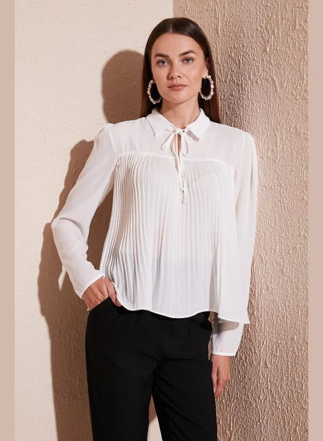 Lela Lela Tie-Detail Pleated Blouse Women's BLOUSE 611FB0963