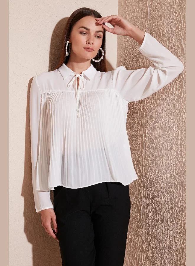 Lela Lela Tie-Detail Pleated Blouse Women's BLOUSE 611FB0963