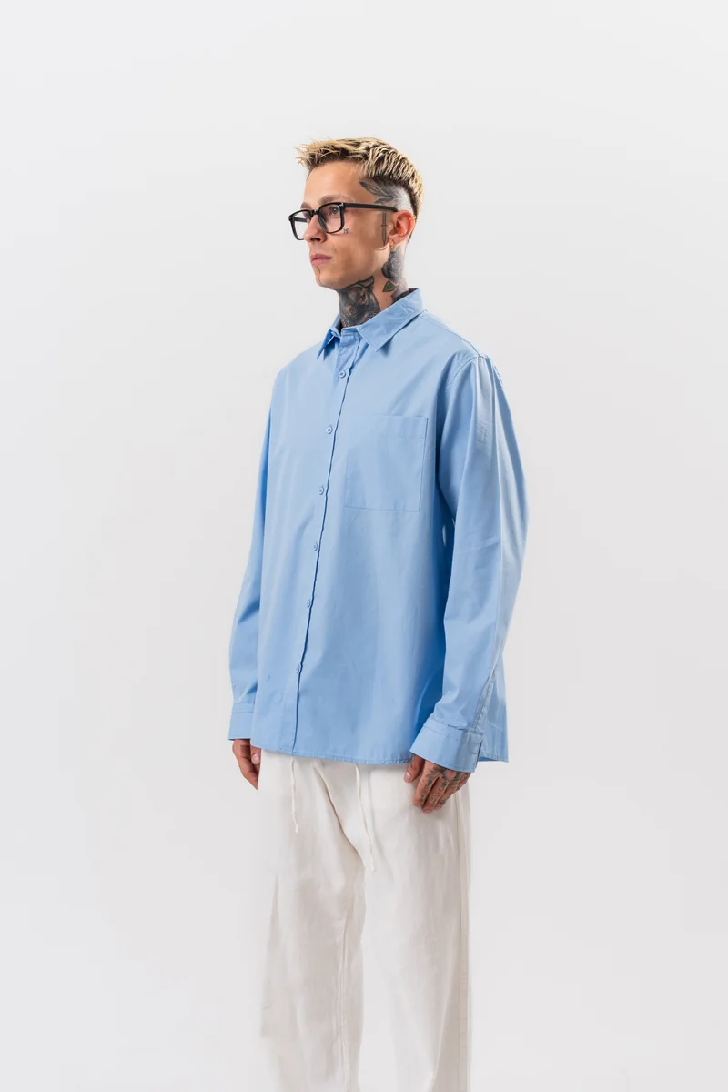 RESPIRE Men's Poplin Oversize Shirt, Baby Blue