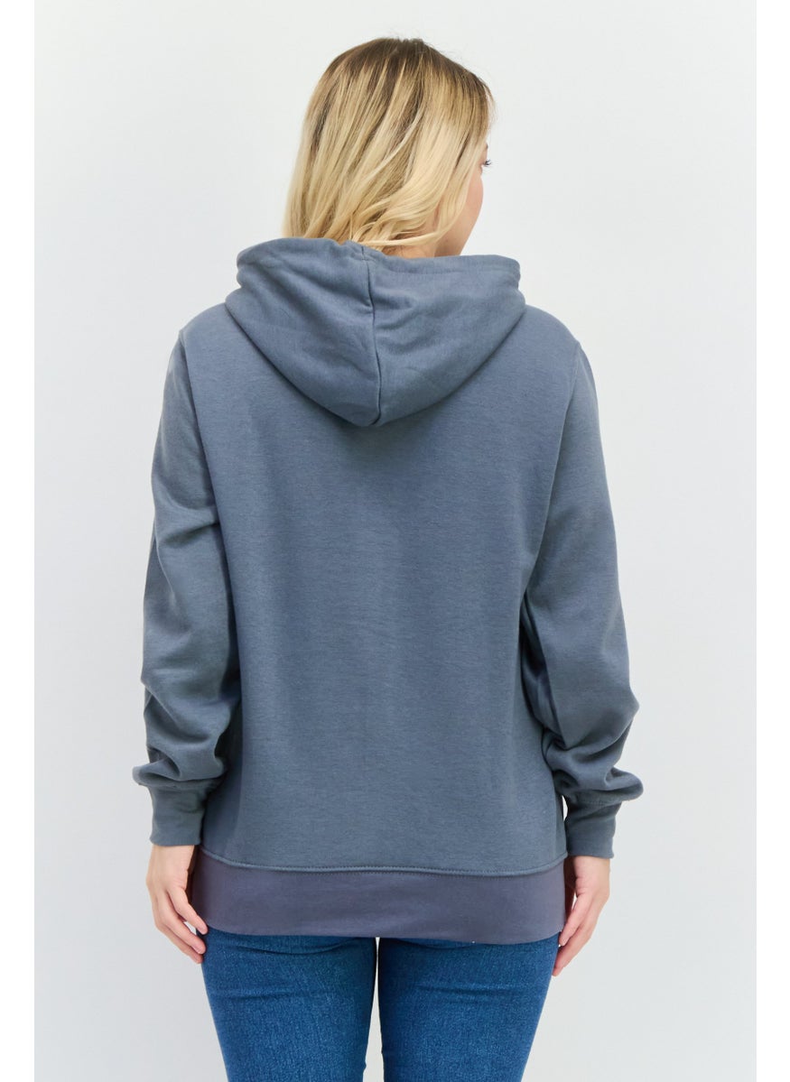 CROSSHATCH - Women Hooded Solid Long Sleeve Sweatshirt, Dark Grey - Image 1