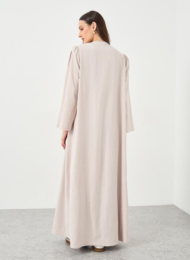 ستايلي كيمونو نسائي أبيض فاتح بفتحة أمامية وقصة عادية - Image 5