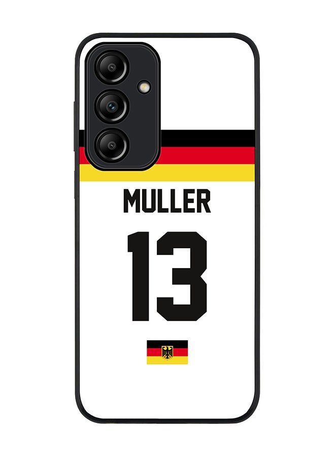 Stylizedd Rugged Black Edge Case for Samsung Galaxy A55, Slim fit Case Thin Cover -  Football Team - Germany, Player Name - Muller - Image 1