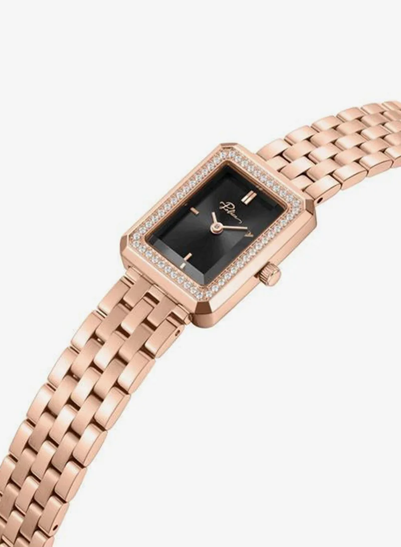 POLICE Uloya Black Dial Stainless Steel Bracelet Analog Watch for Women, 21.7mm
