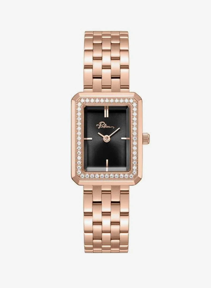 POLICE Uloya Black Dial Stainless Steel Bracelet Analog Watch for Women, 21.7mm