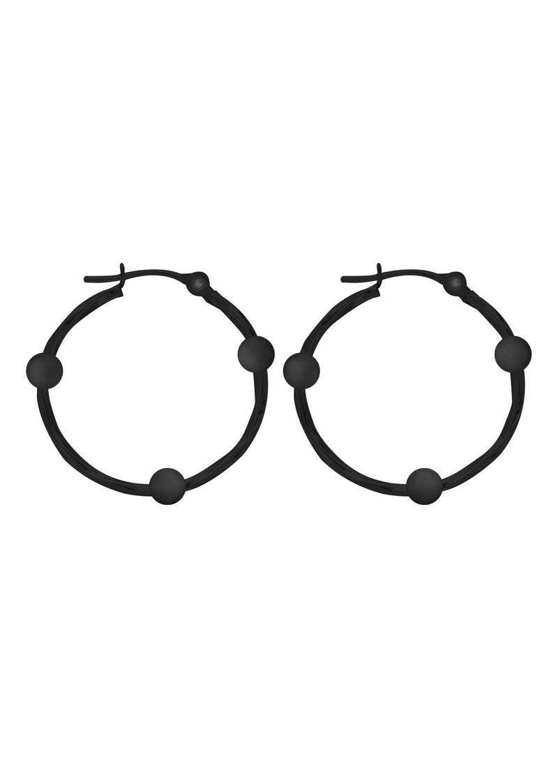 AIWANTO Alissa Round Black Hoops Earrings  - Image 1