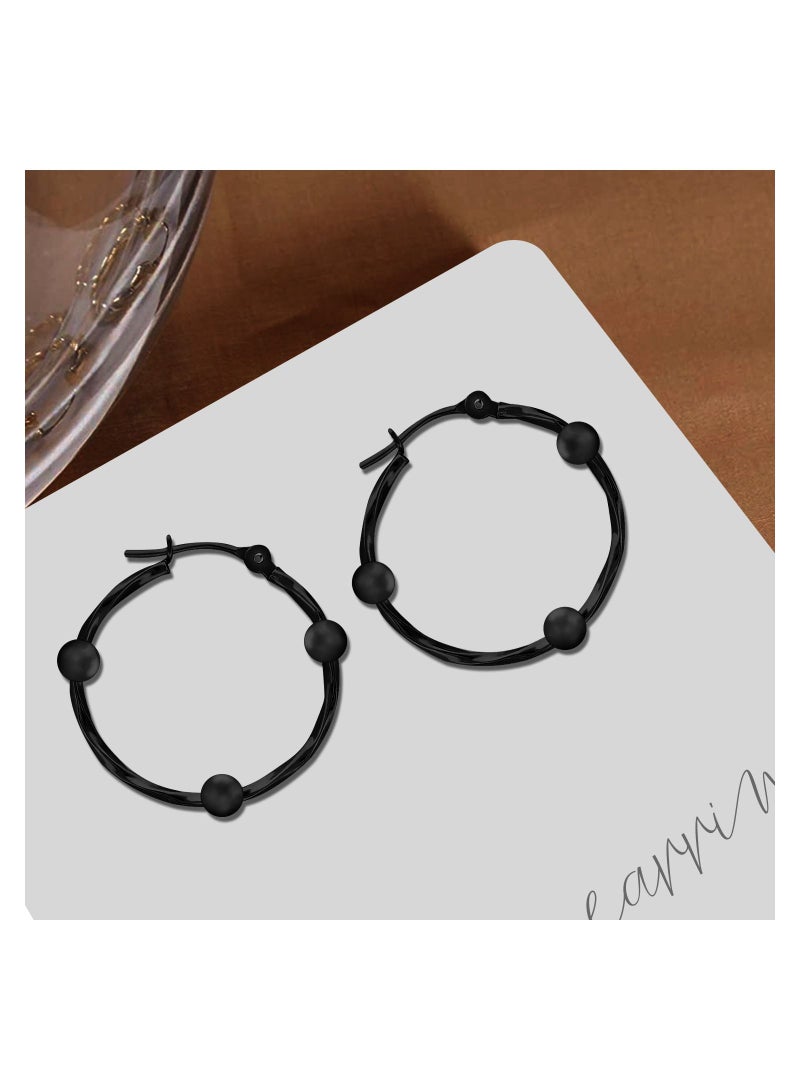 AIWANTO Alissa Round Black Hoops Earrings  - Image 3