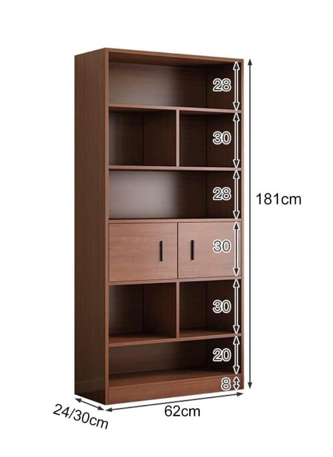 JOMILA 5 Tier Shelf Organizer with drawer and cabinet, Open Display Bookshelf, Decor Furniture for Home Office, Living Room, Bed Room (Brown, 181x62x24cm)  - Image 4