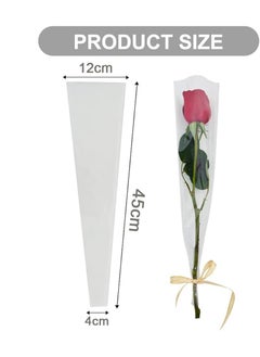 Apustim 50Pcs Single Rose Flower Set Plus A Plate Of 22m Ribbon Set，Flower Packaging Bag，Single Flower Packaging Bag，Suitable For Wedding，Birthday，Florist Supplies Mother's Day （Transparent）  - Image 3