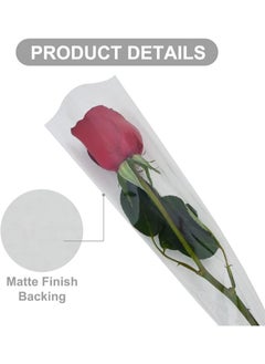 Apustim 50Pcs Single Rose Flower Set Plus A Plate Of 22m Ribbon Set，Flower Packaging Bag，Single Flower Packaging Bag，Suitable For Wedding，Birthday，Florist Supplies Mother's Day （Transparent）  - Image 2