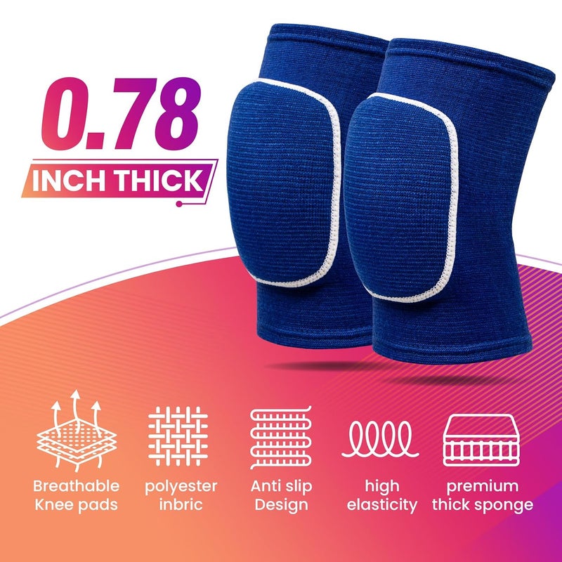 RYBTB Volleyball Knee Pads,Knee Pads for Women,Men,Kids,Girls,Knee Brace for Basketball Volleyball Football Dance Yoga Tennis Running Cycling Workout Climbing (Blue, Medium) - Image 3