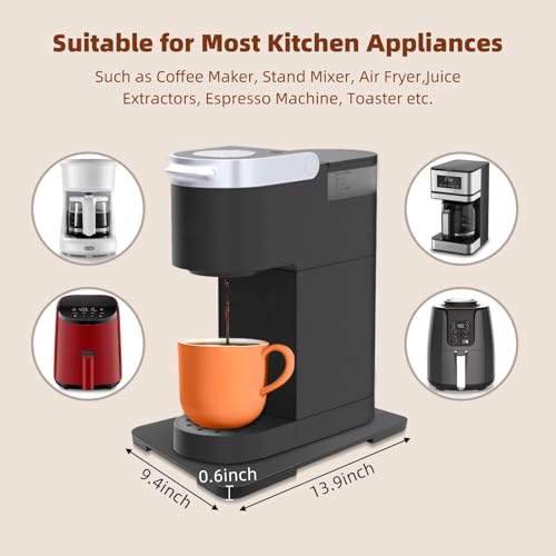 GIASSVIO 360° Rolling Tray Bamboo Appliance Slider, Appliance Sliders for Kitchen Appliances Sliding Tray for Coffee Maker Appliances Mat Easily from Under The Cabinet Black(13.9"×9.4") - Image 2