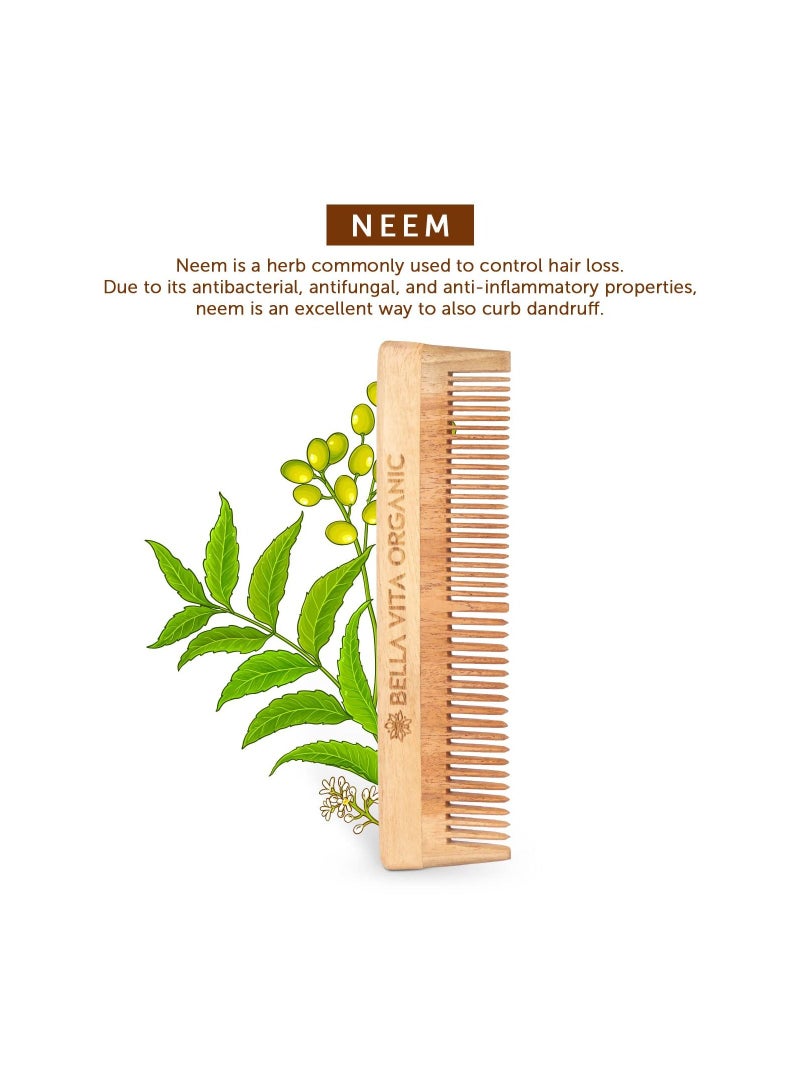 Bella Vita Organic Pure Neem Wooden Comb Combo With Dual And Wide Teeth Hair Growth Anti Bacterial Dandruff Remover And Hair Styling Comb Daily Use - Image 4
