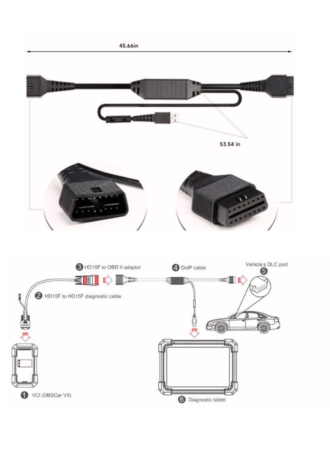 Launch Tech USA DoIP Cable 16Pin for Launch X431 Diagzone Xdiag Xpro5 Diagnostic scanner BMW Mercedes Benz Land Rover, Lingke and Volvo. - Image 2