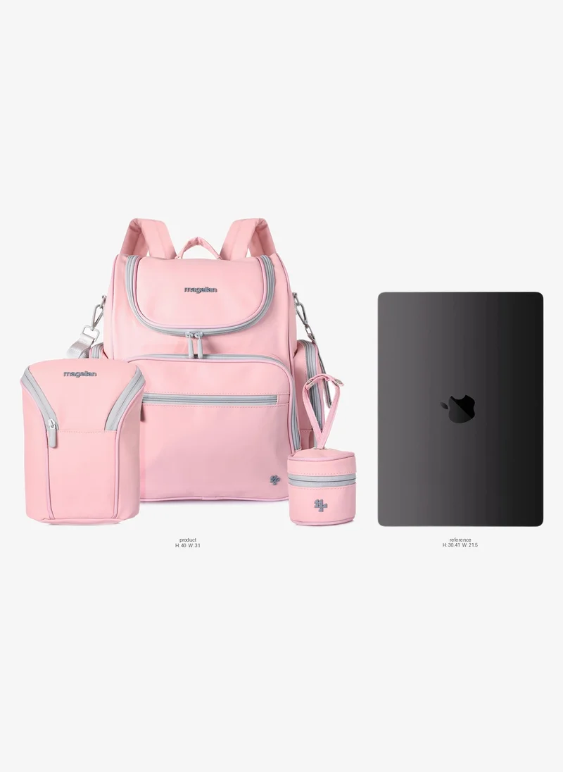 Magellan Mommy One Step Collection Baby Gear Diaper Backpack 12 Inch  Nursing Bottle Bag 9 Inch and Pacifier Bag 3 Inch From Magellan 199MA203/3P-Pink