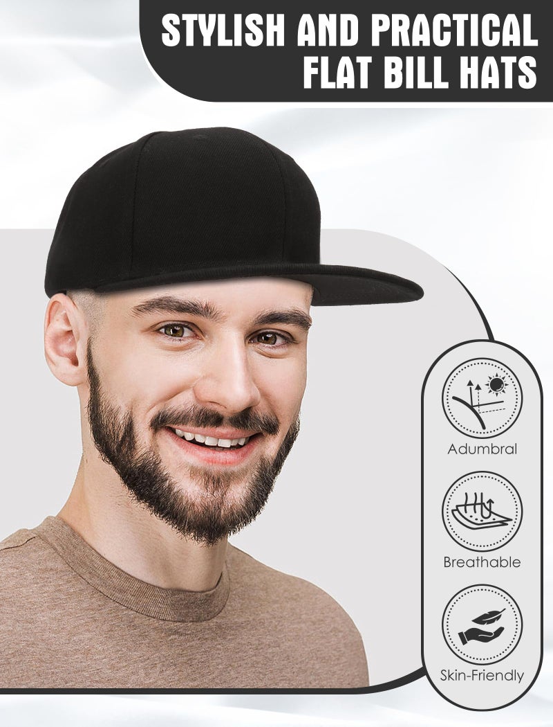 PJPSAA 10 Pack Blank Snapback Hats for Men Hip Hop Style Adjustable Flat Brim Hats Baseball Caps Bulk (Black) - Image 4