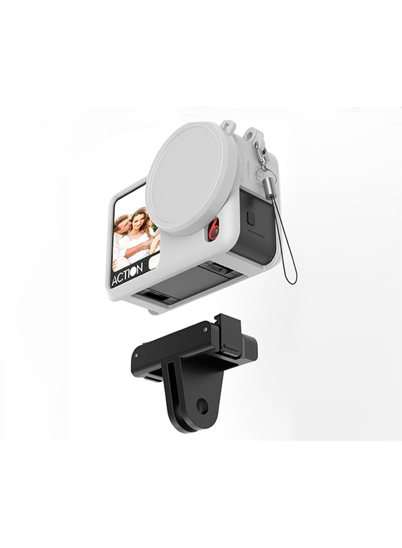 Camera Silicone Case + Lens Cap for DJI Osmo Action 6 Camera Drop-Proof Anti-Collision Shock-Proof Protective Cover Sleeve Protector Accessories with Anti-Loss Strap (Grey) - Image 3