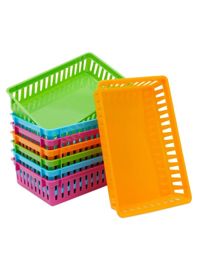 Bright Creations 8 Pack Colorful Storage Bins for Classroom - Small Plastic Baskets for Organizing Shelves, Arts, Crafts, Desks, Toys (4 Colors, 10.3x6.5x2.3 in) - Image 1