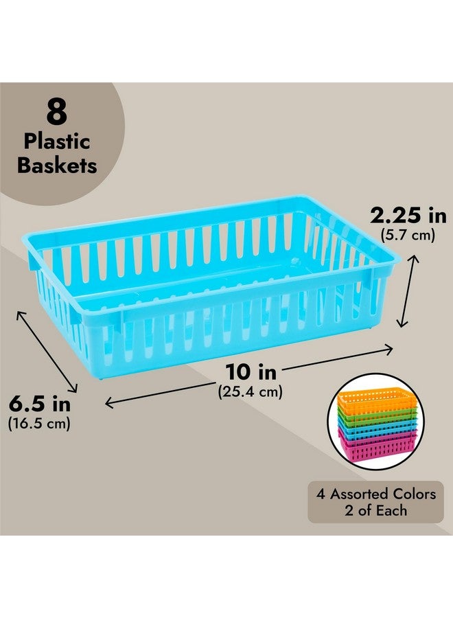 Bright Creations 8 Pack Colorful Storage Bins for Classroom - Small Plastic Baskets for Organizing Shelves, Arts, Crafts, Desks, Toys (4 Colors, 10.3x6.5x2.3 in) - Image 4