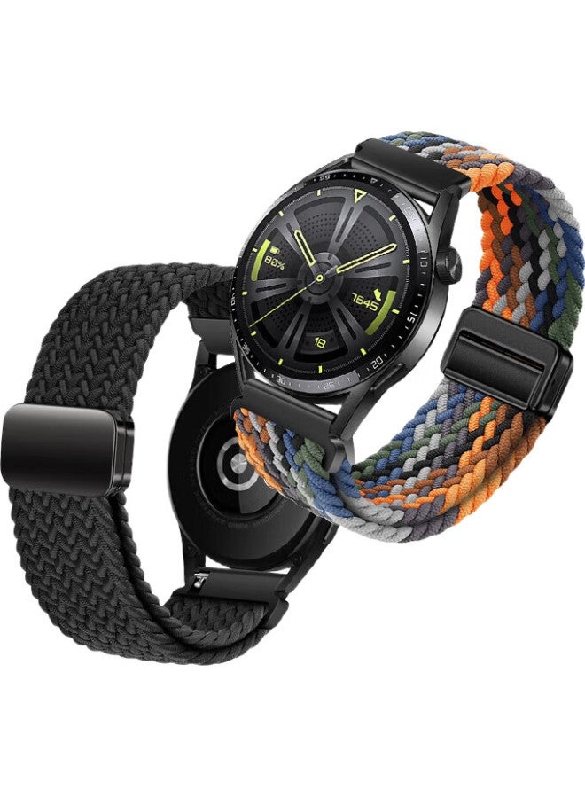 Wei Qiantu Weiqiantu Magnetic Nylon Woven Watch Strap Compatible With Huawei Watch Gt4/Gt5/Pro/Watch4/3Pro, For Men And Women, [Black] 46/48Mm - Image 2