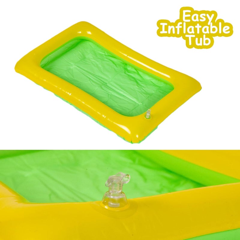 RATNA'S رمال فانتازيا 500 جرام لون أزرق مع صينية قابلة للنفخ، 1 قالب كبير، 6 قوالب صغيرة و 1 سكين بلاستيكي لعبة | مجموعة رمال ناعمة وغير لزجة للأطفال - Image 4