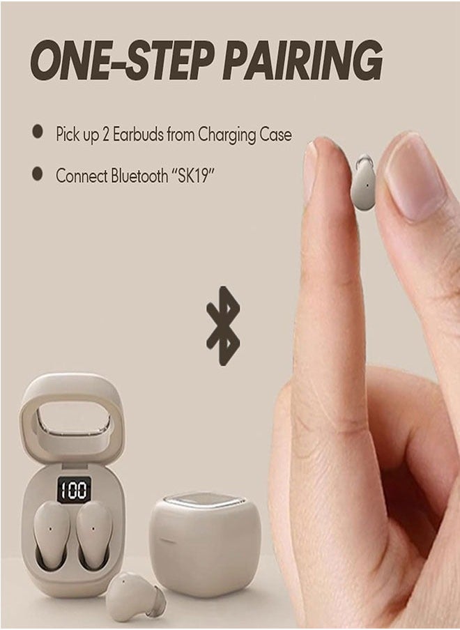 Generic Smallest Invisible Mini Earbuds Wireless Bluetooth, Low Profile Micro Hidden, Invisible Sleep, IPX5 Waterproof For Small Ear Canal, -Khaki  - Image 5