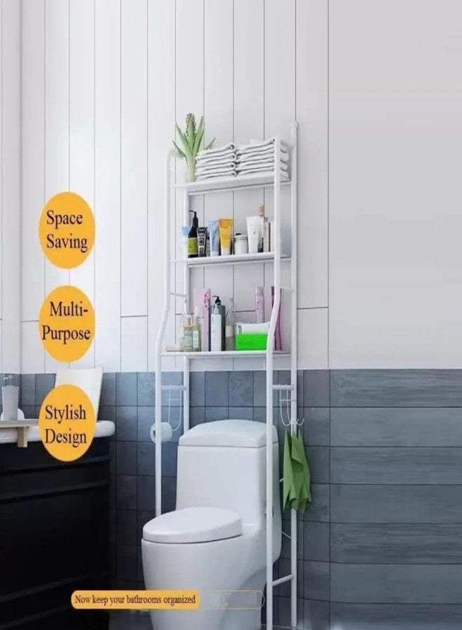 MAXXLITE 3-Layer Toilet Storage Rack, Stainless Steel, Floor Standing, Bathroom, Shelf Organizer, Space Saving, 90L x 27W x 6H cm, Rectangular - Image 2