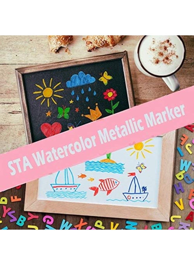 أس تي أيه أقلام تحديد معدنية من STA، 10 ألوان، للرسم على الصخور، أقلام تحديد معدنية متوسطة اللون للسيراميك والزجاج والبلاستيك ودفاتر القصاصات - Image 5