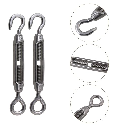 BQLZR M4 Stainless Steel 304 Hook & Eye Turnbuckle Wire Rope Tension for DIY String Light Picture Hanging, Garden Wire, Fence Gate Wire, Tent Rope Pack of 5 - Image 3