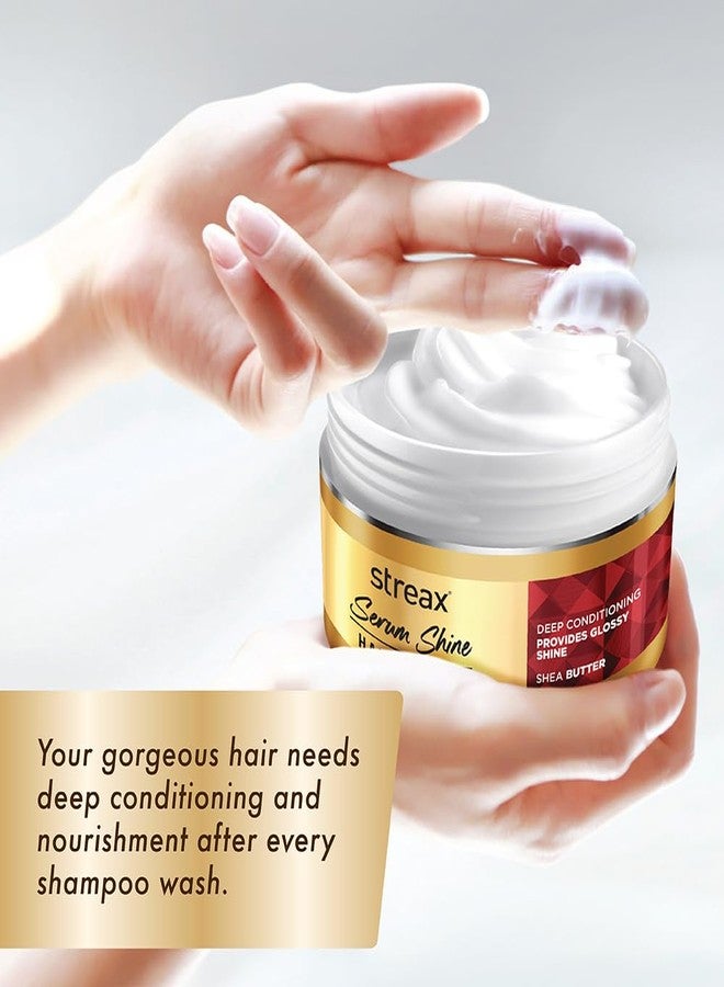 Streax Serum Shine Hair Mask for Frizzy Hair-200gm, Mask for Dry, Damaged Hair, Provides Deep Conditioning & Nourishment, Infused with Shea Butter, For Dry, Frizzy Hair, For All Hair Types - Image 4