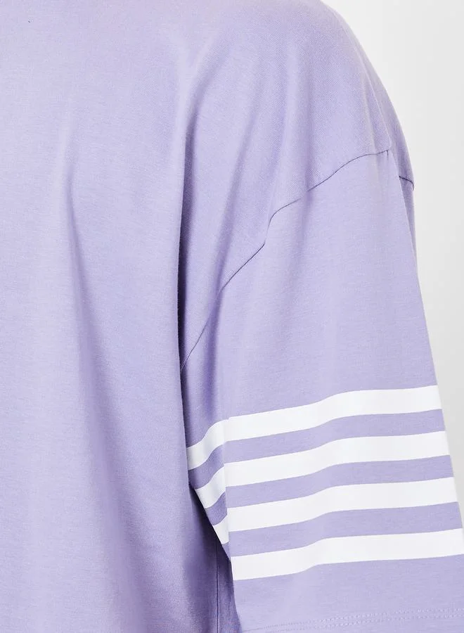 Styli Striped Sleeve Boxy Fit Compact Jersey T-Shirt