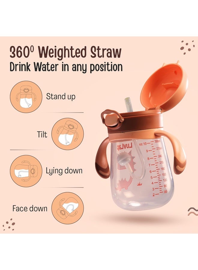 Luvlap Baby Bite Resistant Soft Silicone Straw Sipper Cup with Handle, with Weighted Straw, Sippy Cup with Anti Spill Lock, BPA Free, 6m+, 300 ml, Brown - Image 4