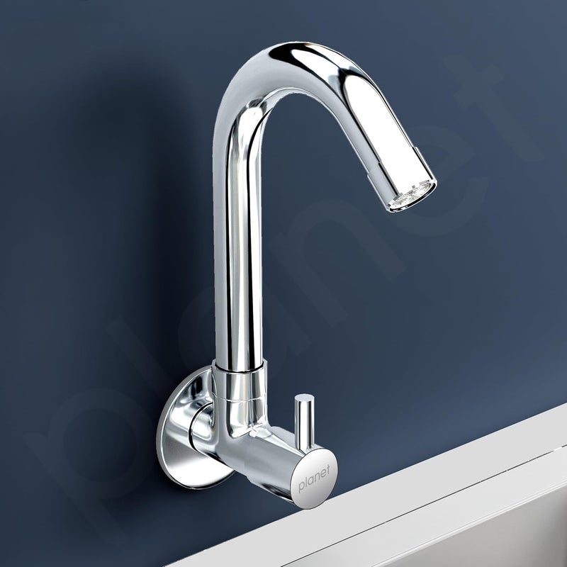 Planet Single Lever Sink Cock for KitchenSink Cock with Teflon TapPack of 1 MakasaChrome Finish - Image 1