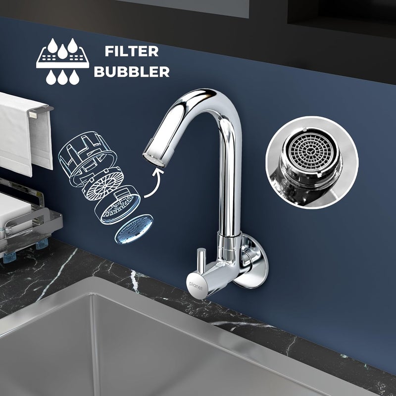 Planet Single Lever Sink Cock for KitchenSink Cock with Teflon TapPack of 1 MakasaChrome Finish - Image 4