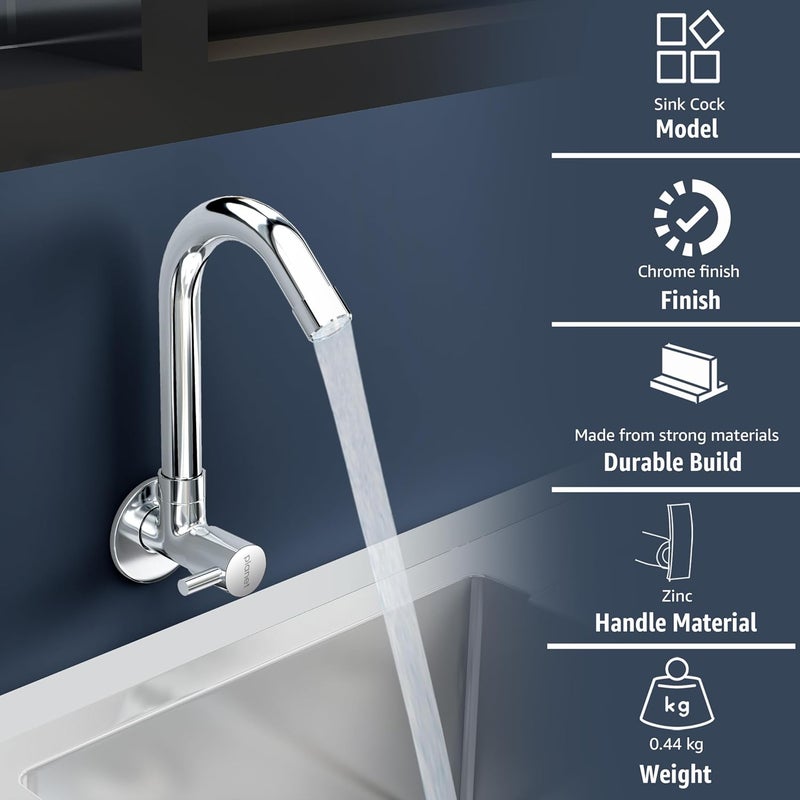 Planet Single Lever Sink Cock for KitchenSink Cock with Teflon TapPack of 1 MakasaChrome Finish - Image 2