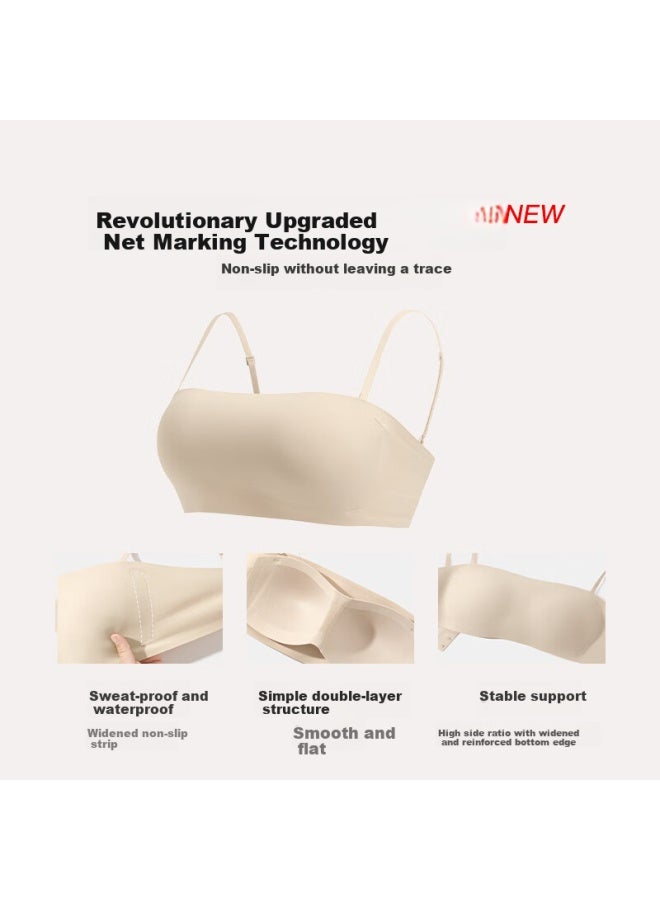 Ubras Yushuxin Same Style Seamless Double-shoulder Strap Bandeau Anti-slip Breathable Bralette Invisible Bra Black S - Image 2
