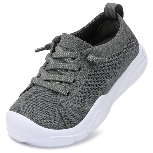 LeIsfIt Toddler Barefoot Shoes Girls Boys Lightweight Sneakers Kids Tennis Shoes Slip on Shoes Dark Grey Size 9 - Image 1