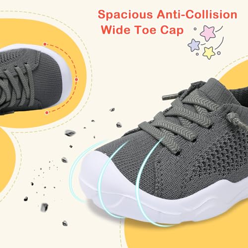 LeIsfIt Toddler Barefoot Shoes Girls Boys Lightweight Sneakers Kids Tennis Shoes Slip on Shoes Dark Grey Size 9 - Image 5