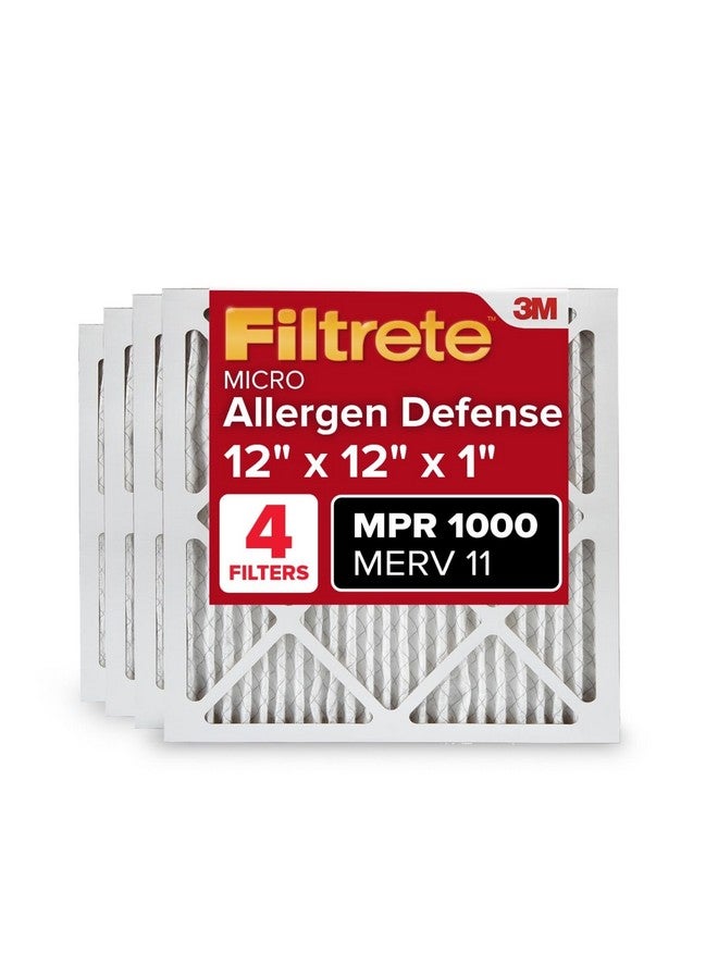 FILTRETE Filtrete 12x12x1 AC Furnace Air Filter, MERV 11, MPR 1000, Micro Allergen Defense, 3-Month Pleated 1-Inch Electrostatic Air Cleaning Filter, 4 Pack (Actual Size 11.81x11.81x0.81 in)  - Image 1