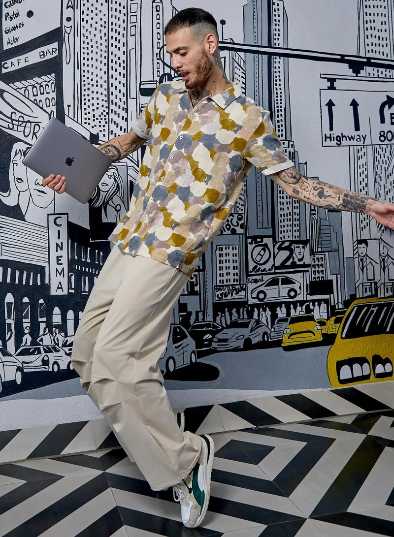 Campus Sutra Men's Multicolour Abstract Print Shirt