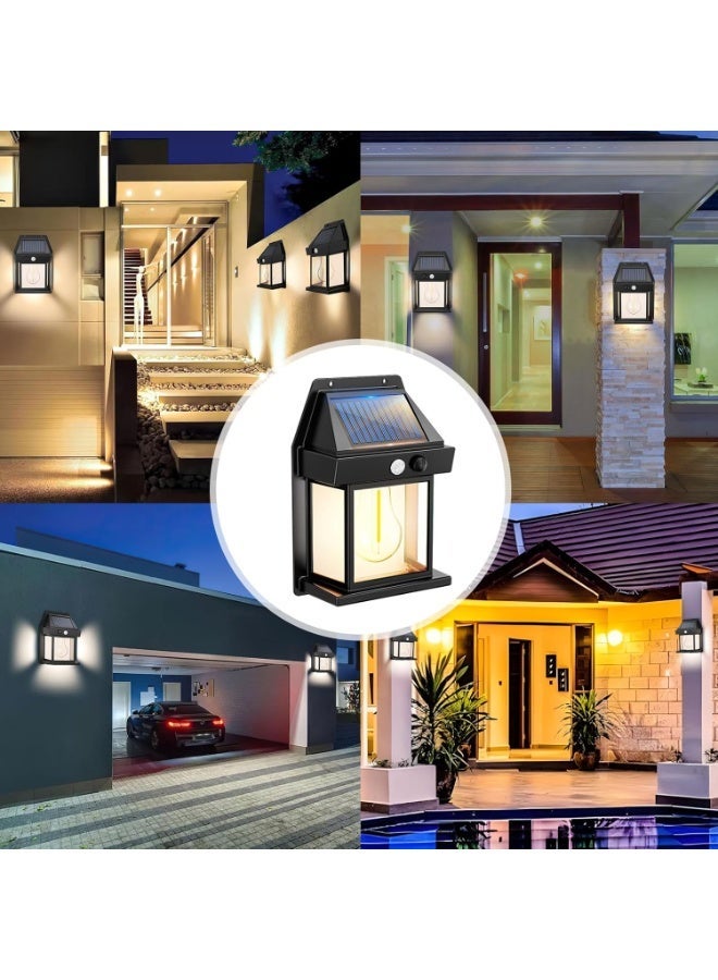 Arabest أضواء سياج تعمل بالطاقة الشمسية مع مستشعر حركة - عبوة 4 مع 3 أوضاع، أضواء LED خارجية مقاومة للماء IP65 للباحة، الفناء الخلفي، الحديقة، المرآب - Image 3