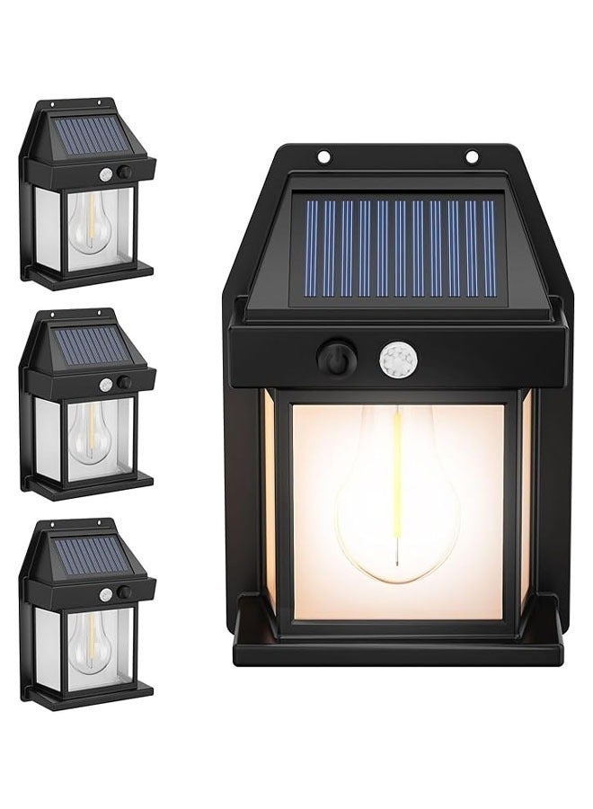 Arabest أضواء سياج تعمل بالطاقة الشمسية مع مستشعر حركة - عبوة 4 مع 3 أوضاع، أضواء LED خارجية مقاومة للماء IP65 للباحة، الفناء الخلفي، الحديقة، المرآب - Image 1