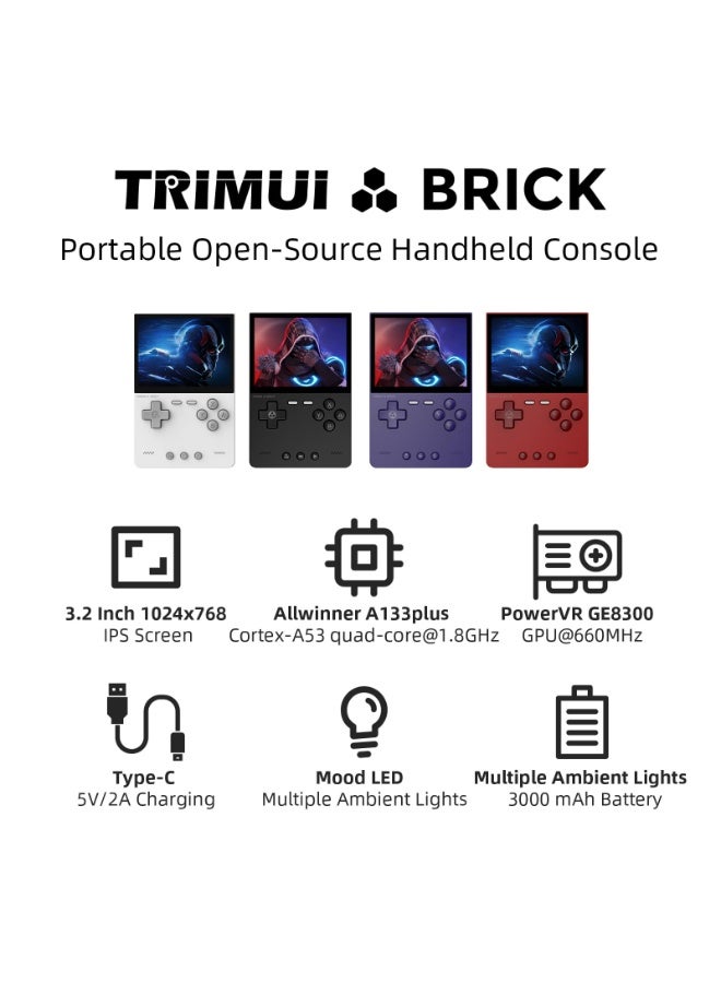 TRIMUI Brick Retro Game Console Portable Retro Gaming WiFi Multiplayer 3.2-inch 1024*768 IPS Screen 3000mAh Built-in 64G TF Card Linux Retro Handheld - Image 2