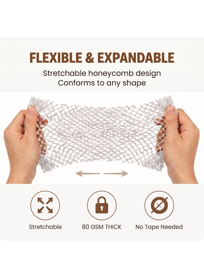 Kidepoch Honeycomb Packing Paper | 15"x197' Heavy Duty Moving & Shipping Paper with Fragile Stickers, Eco-Friendly Recyclable Cushioning Wrap for Furniture, Fragile Items, Gift Packaging & DIY Crafts (White) - Image 3