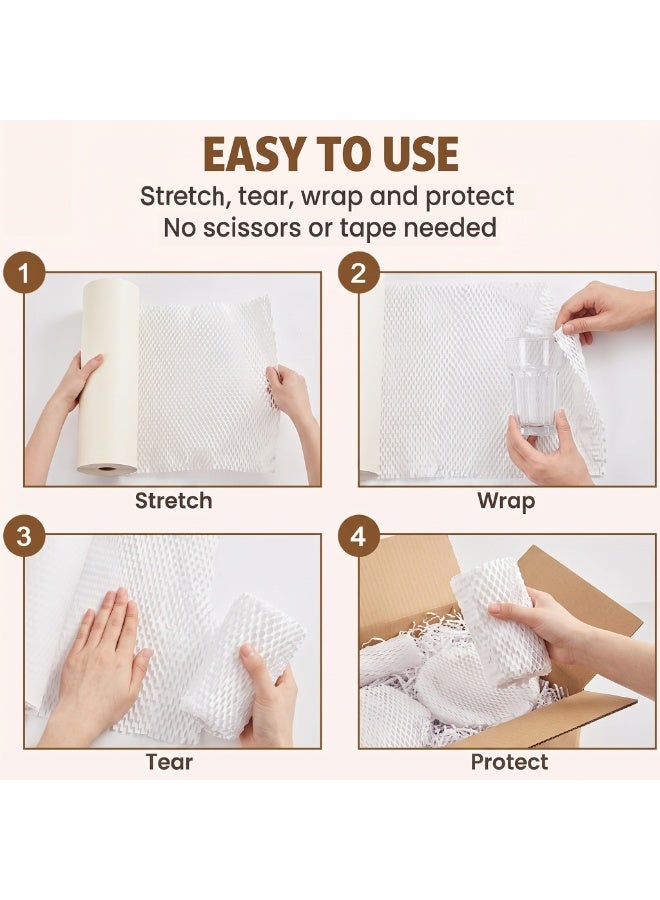Kidepoch Honeycomb Packing Paper | 15"x197' Heavy Duty Moving & Shipping Paper with Fragile Stickers, Eco-Friendly Recyclable Cushioning Wrap for Furniture, Fragile Items, Gift Packaging & DIY Crafts (White) - Image 4
