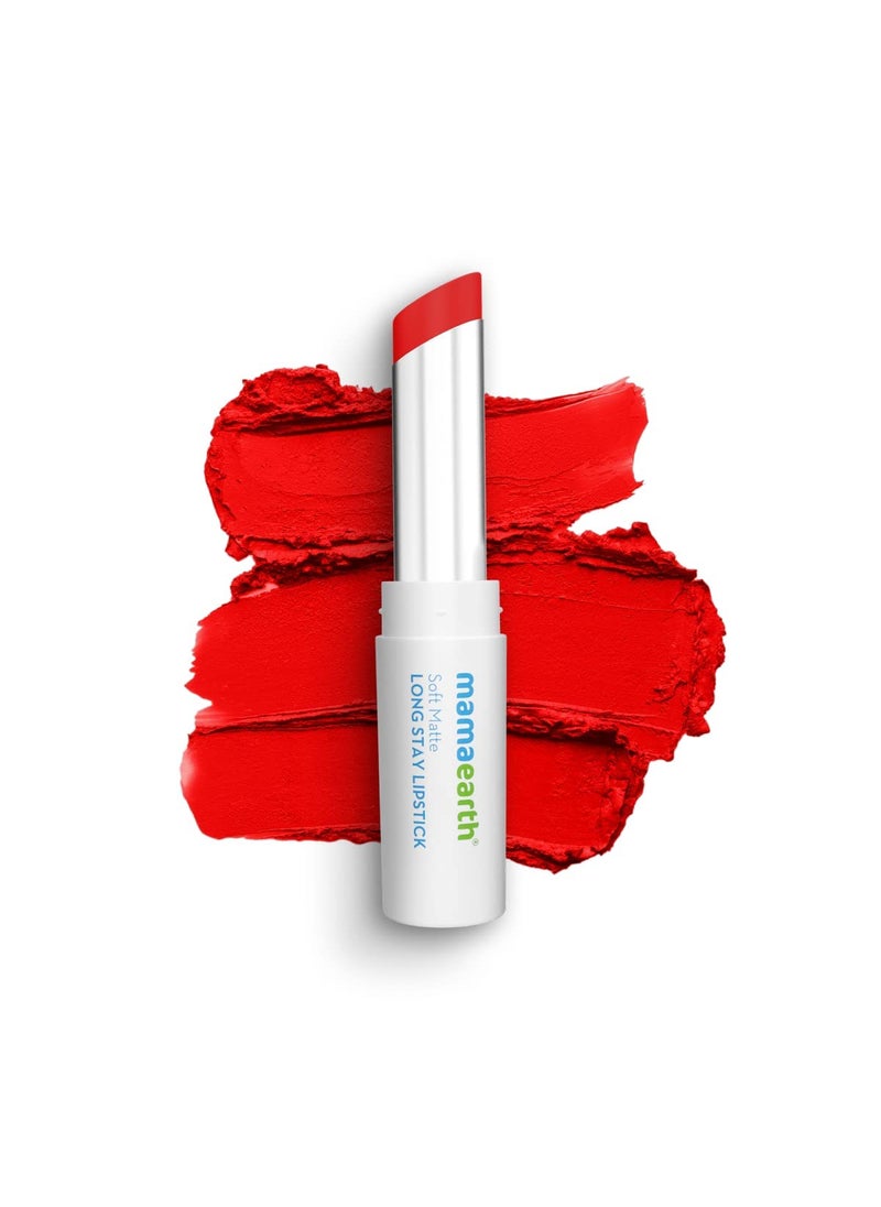 Mamaearth MAMAEARTH Soft Matte Hydrating Lipstick (08 - Red Dahlia) | 12-Hour Long Stay Lightweight Formula | Waterproof & Non-Drying | Smooth Matte Finish | 0.12 Oz (3.5g) 