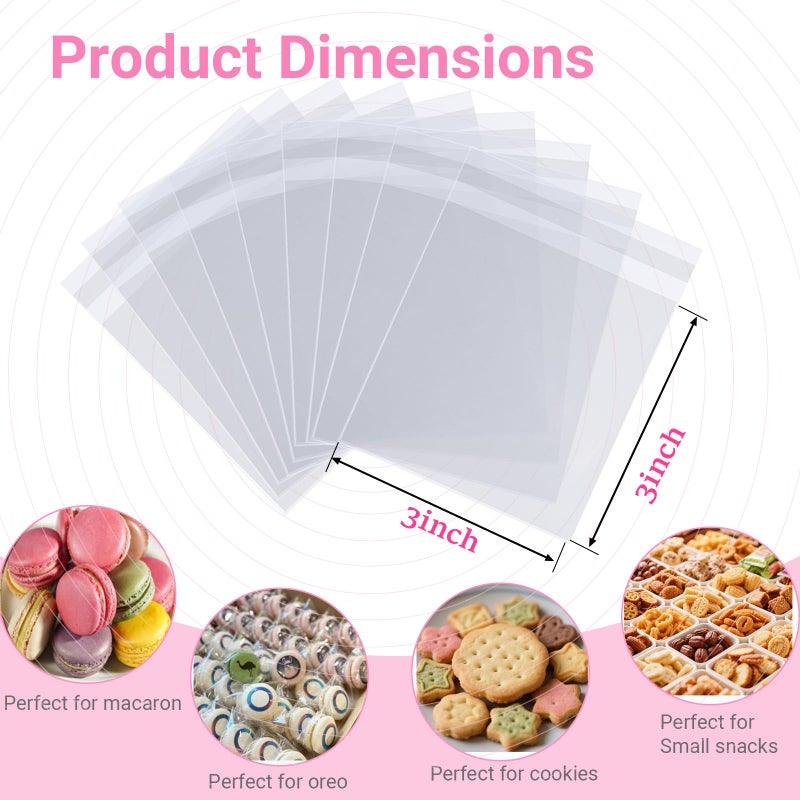 ROSPAKTEK 100Pcs 3 x3Inch Chocolate Ball Bags Truffle Bags Macaron Bag Chocolate Covered Ore Bag Self Adhesive Bakery Treat Packaging for Cookies Candy Brownie Party Favor Wedding Birthday - Image 3