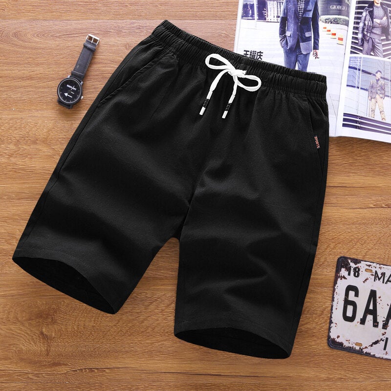 Cotton And Linen Shorts Men'S Summer Fifth Pants Thin Loose Straight Casual Solid Color Big Shorts Trendy Plus Size Beach Pants - Image 1