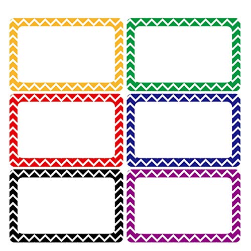 Cualfec 300 Cute Chevron Name Tag Stickers Colorful Border Name Labels for School, Office, Home Can Be Used on Clothes, Storage Boxes, Packages - Updated Stronger Stickiness - Image 1